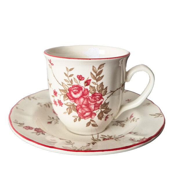 Šoljice Za Kafu Fina Kuća Set/6 160Ml Crt (9114034) Dekor Ruže Puna Štampa, Rozi Rub