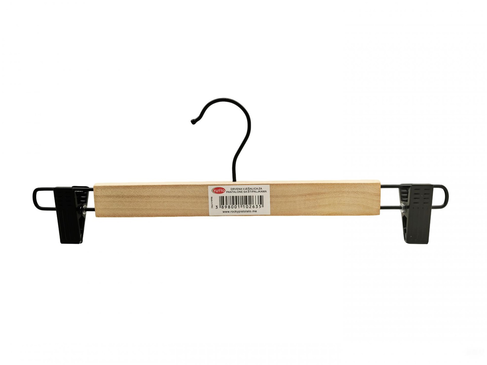 Drvena vješalica za pantalone sa štipaljkama 682303B