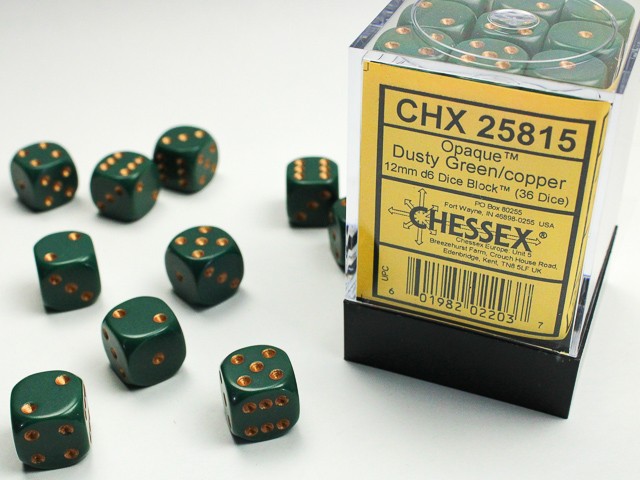 Chessex Kockice (36) 12mm, Zimzelena