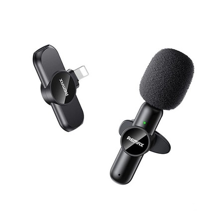 Remax Mikrofon K09 bežični Mini Clip Mic/Live Stream Recording Video USB Type-C port, Crna