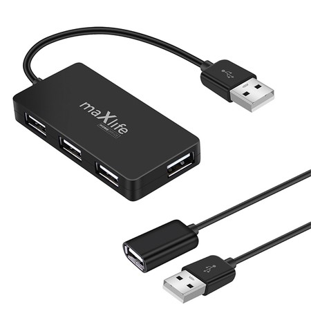 Maxlife USB hub Home Office USB 2.0 USB - 4x USB 0,15 m + kabl 1,5 m, Crna