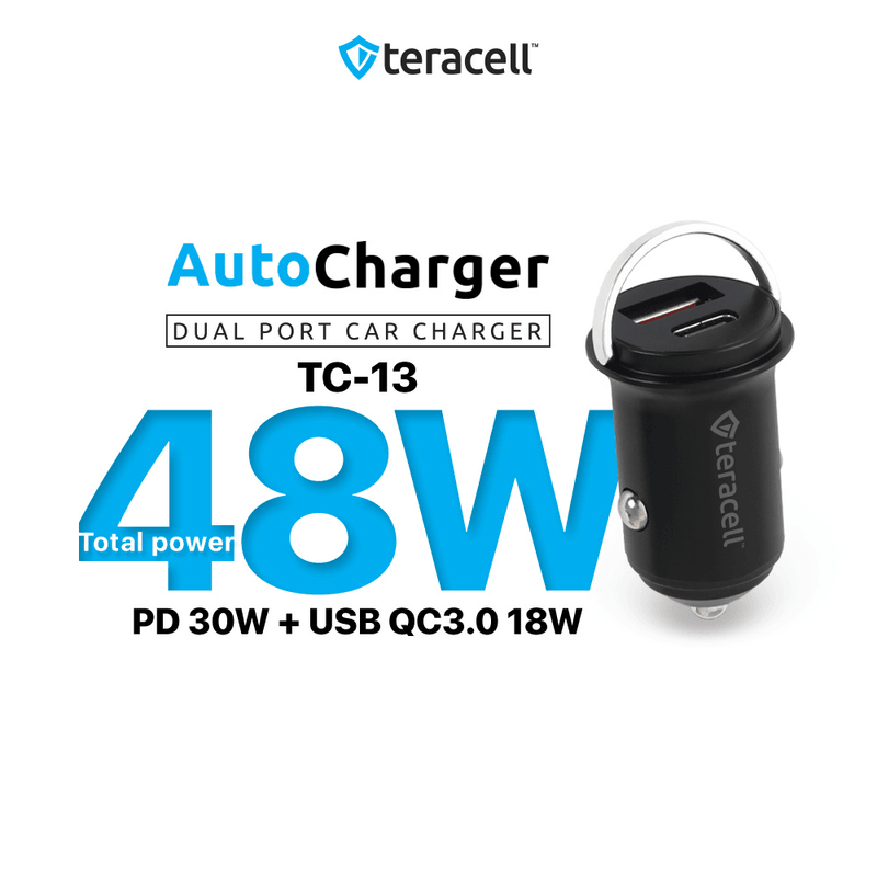 Teracell TC-13 Auto punjač, DLS-C52B, 48W, Lightning/iPhone, Crni