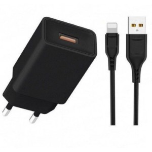 Denmen DC01L Kućni punjač, Lightning, 2.4A, Crni