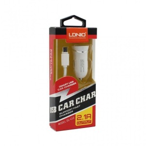 LDNIO DL-C12 Auto punjač, 2.1A, Micro USB kabl, Bijeli