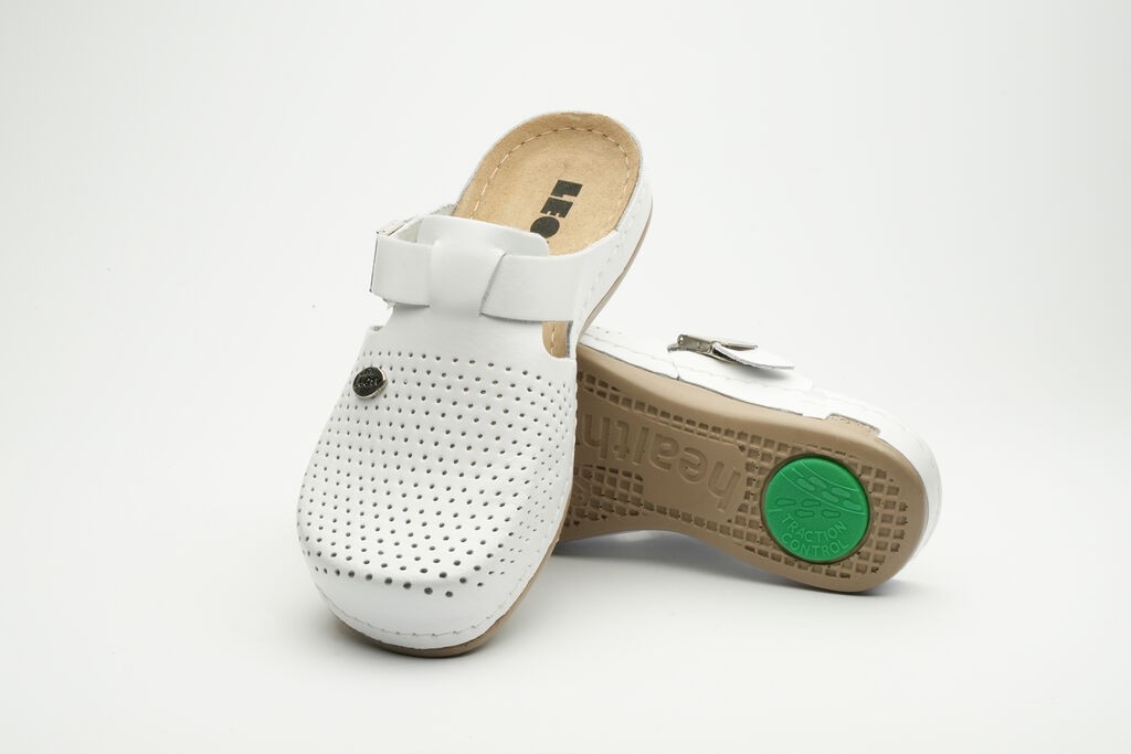 Leon LEON Ženske kožne klompe 950 bijele boje