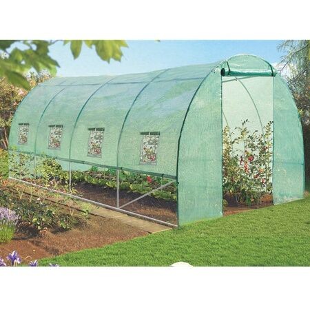 Vrtni staklenik 4-segmentni 4,5x2x2m, Zeleni, S mogućnošću dodatne ventilacije, 3927