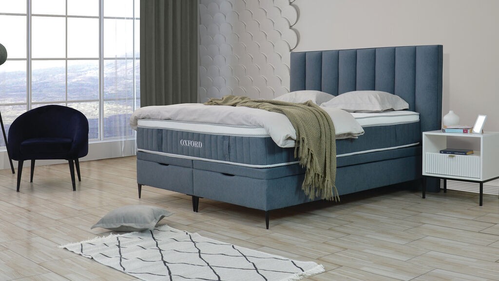 FORMA IDEALE Krevet Oxford 160×200 cm + madrac 160×200 cm / štof Kansas 24 / svijetloplavi