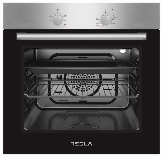 Tesla BO300SX Ugradna rerna, 6 funkcija, Inox, Mehaničke funkcije, 66l, Steam Cleaner, Siva