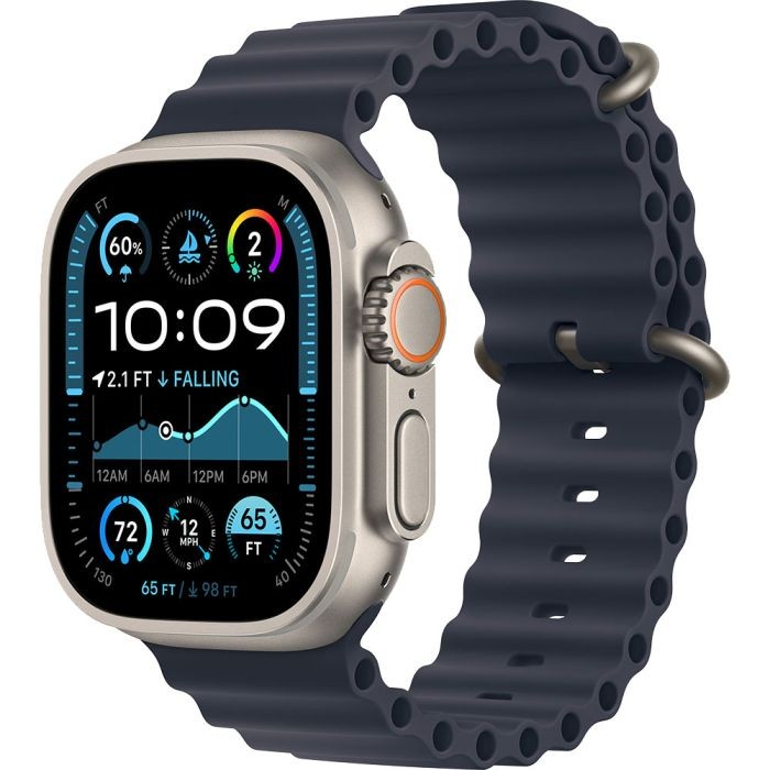 Apple Watch Ultra 2 GPS + Cellular 49mm Natural Titanium Case with Navy Ocean Band EU MX4D3