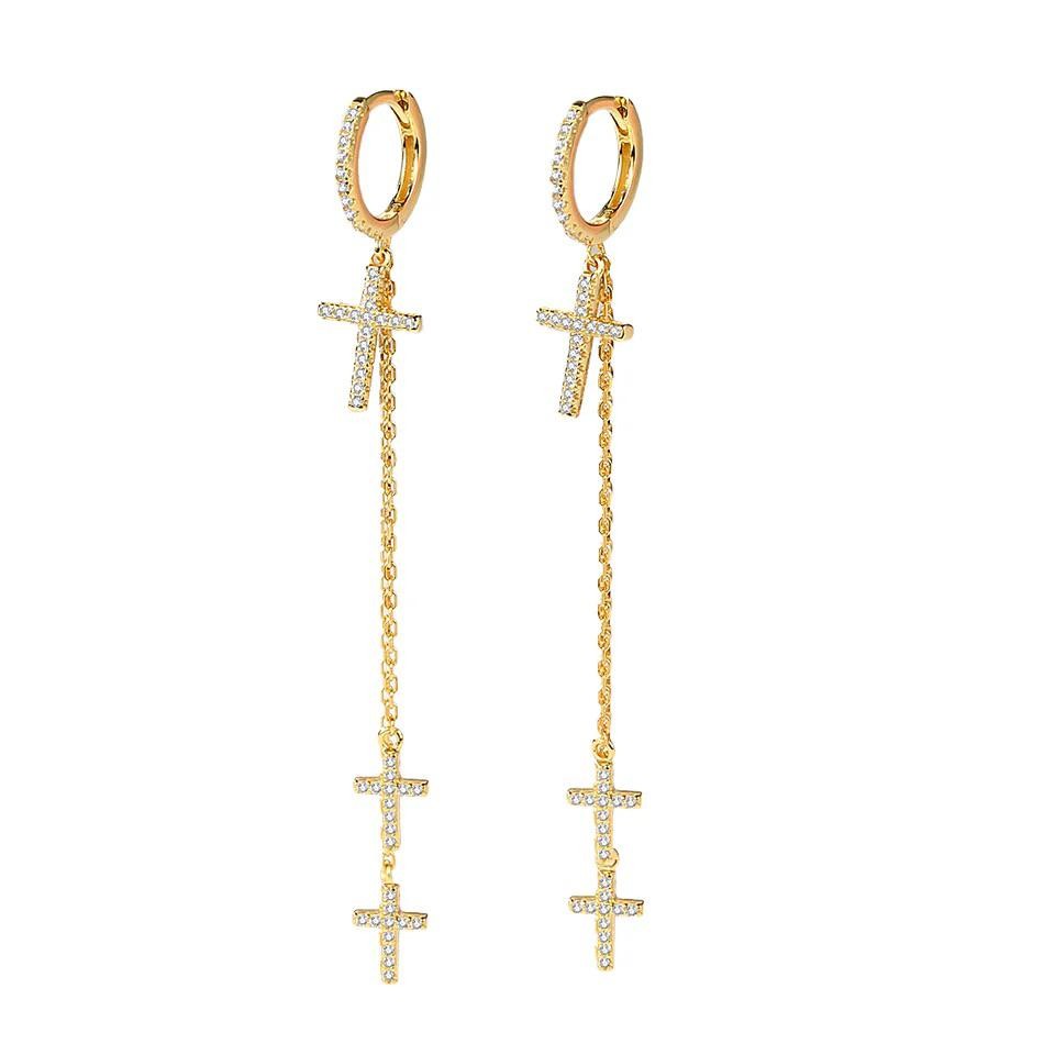 Dameo minđuše Cross - srebro sa pozlatom i cirkoni FE2211