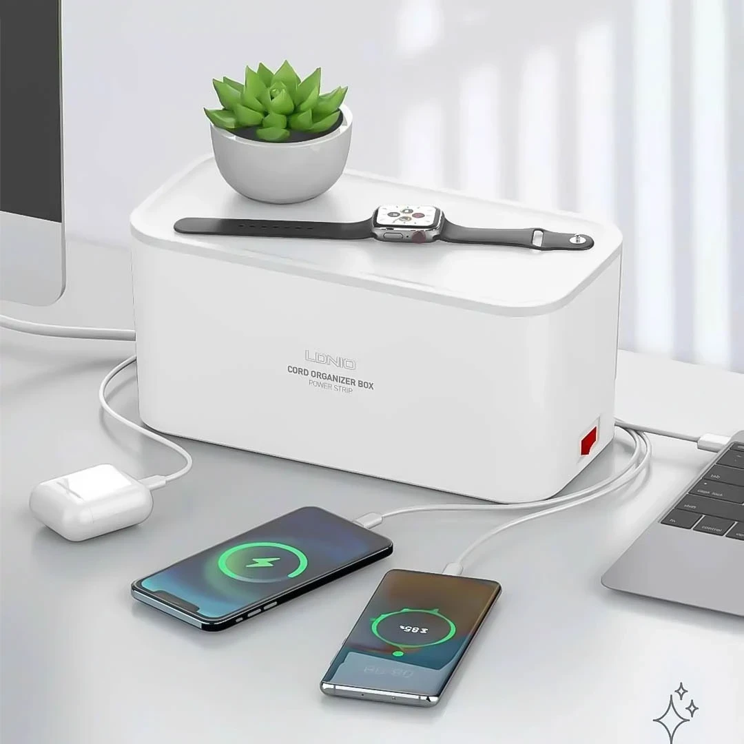 LDNIO SC5309 Power Box 5 utičnica, 3xUSB, bijela plus GRATIS LDNIO Stoni Držač za Mobilni Telefon