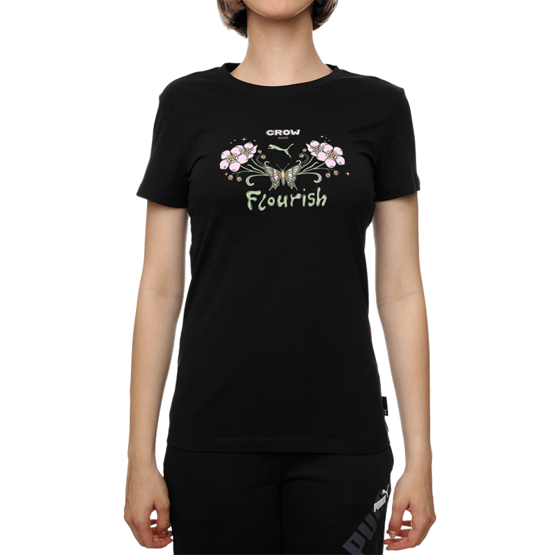 PUMA ženska majica s grafikom Grow&Flourish, crna