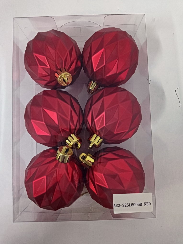 Kugle Za Jelku - Set 6 Kom , 6 Cm - Ar3-225L6006B, Crvena