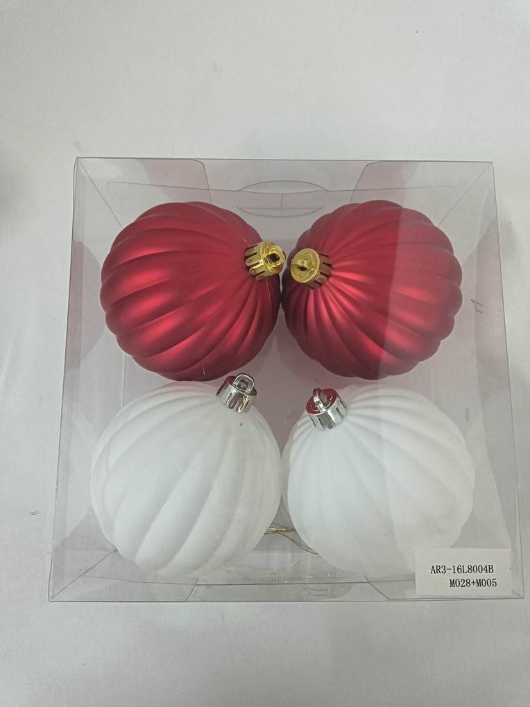 Kugle Za Jelku - Set 4 Kom , 8 Cm Ar3-16L8004B-M028+M005, Crvena