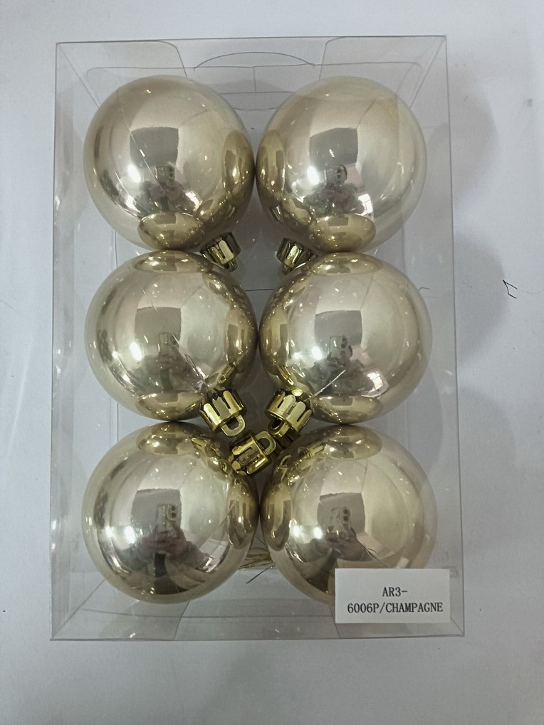 Kugle Za Jelku - Set 6 Kom , 6 Cm - Sampanj Ar3-6006P, Bež