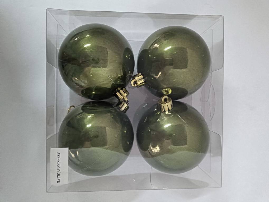 Kugle Za Jelku - Set 4 Kom , 8 Cm - Maslinasto Ar3-8004P, Zelena