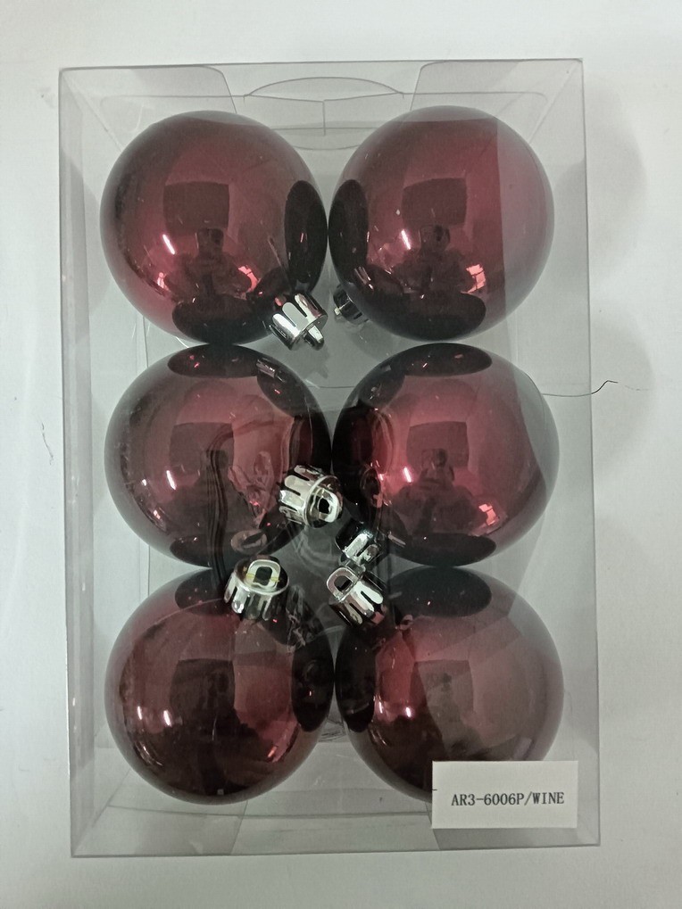 Kugle Za Jelku - Set 6 Kom , 6 Cm - Bordo Ar3-6006P, Crvena