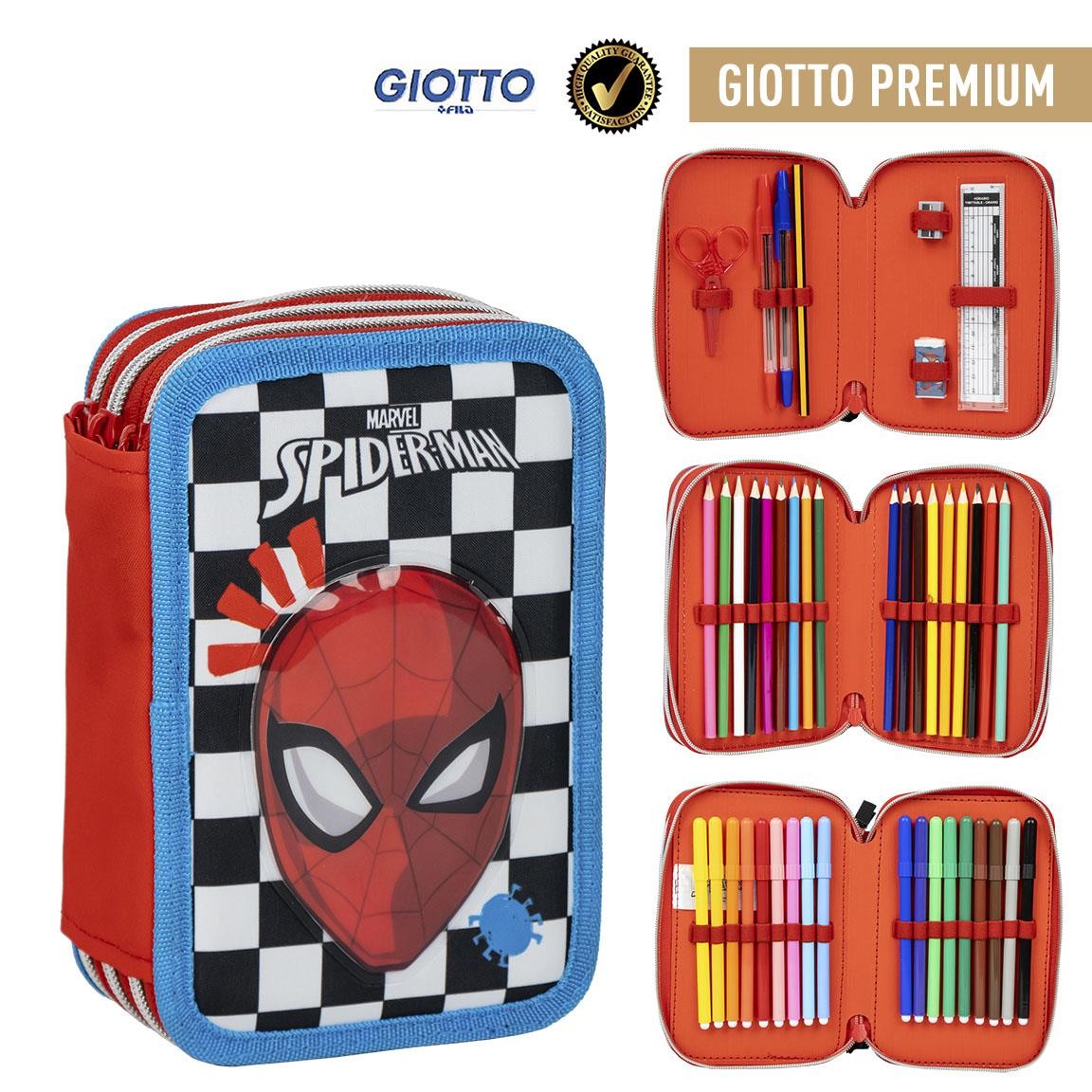 Cerda Pencil Case 3 Zips Spiderman, crvena
