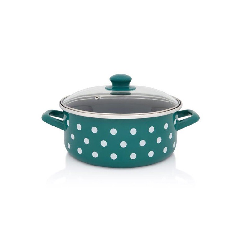 Metalac posuđe Plitka šerpa sa staklenim poklopcem, 16cm, 1.5L, Zelena