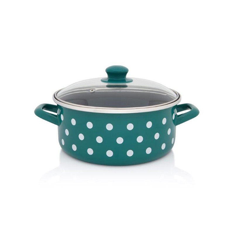 Metalac posuđe Plitka šerpa sa staklenim poklopcem, 18cm, 2.2L, Zelena