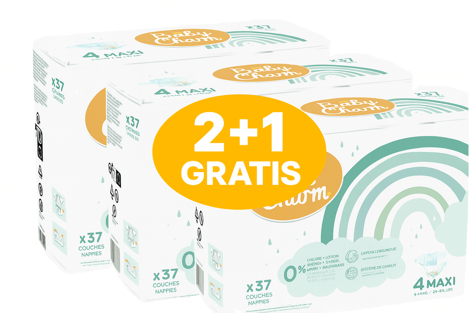 BabyCharm Pelene Maxi 7-14 Kg,37/5 Kom, 2 + 1 GRATIS