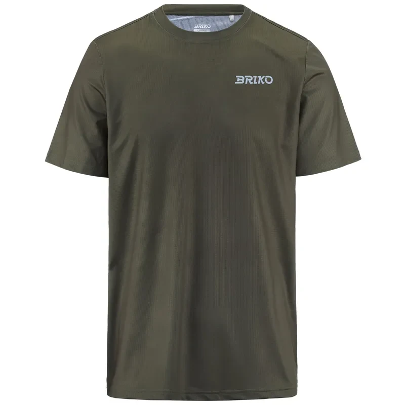 Brico muška majica kratkih rukava od puhanog žerseja, maslinaste boje