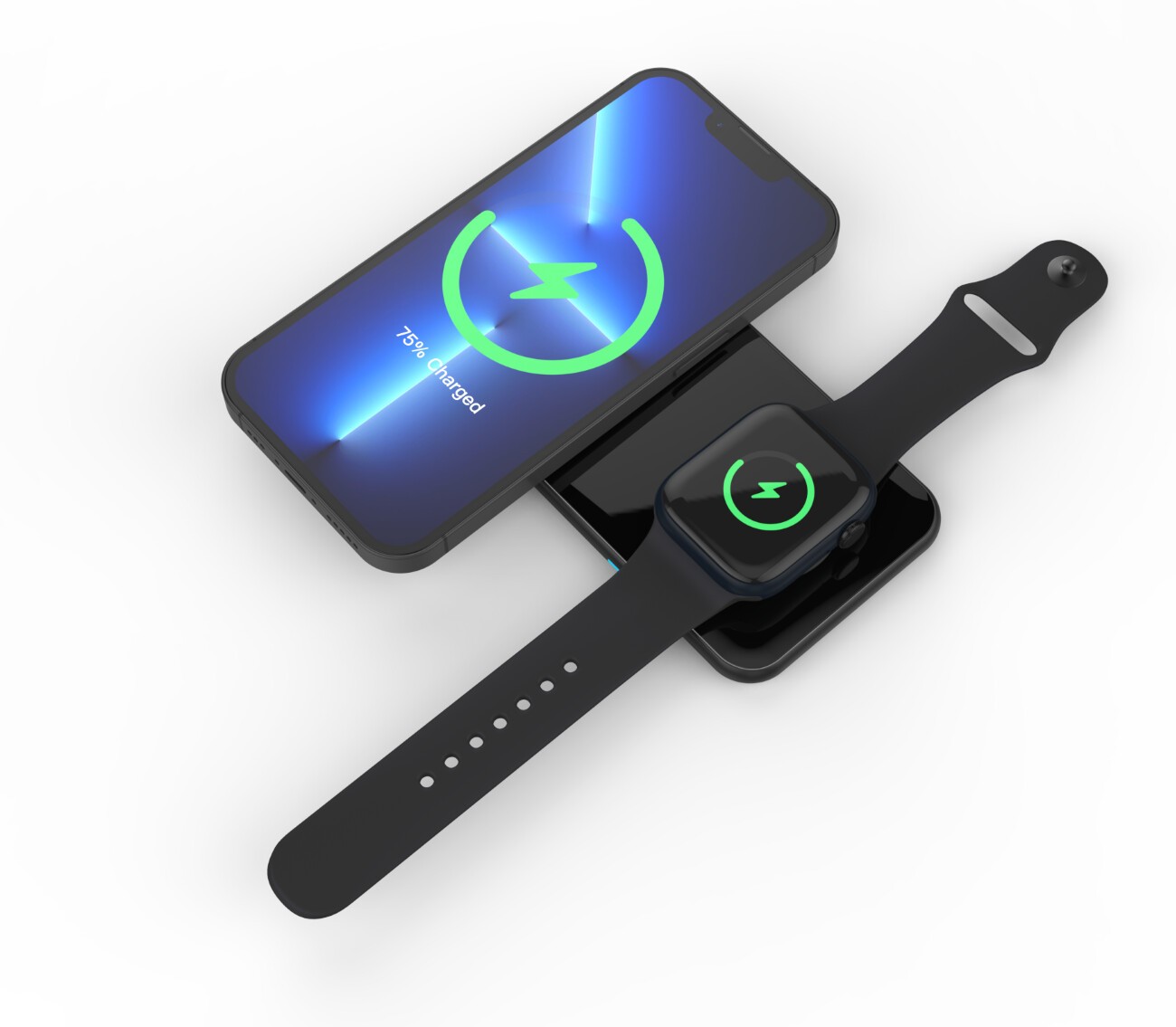 Swissten Punjač Bežični 2 u 1, Crni