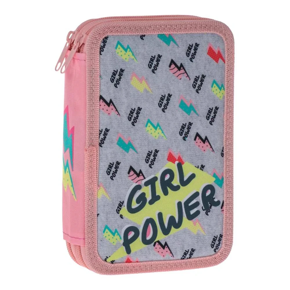 Sazio pernica za djevojčice Girl power, 2 patentna zatvarača, puna, roze-siva