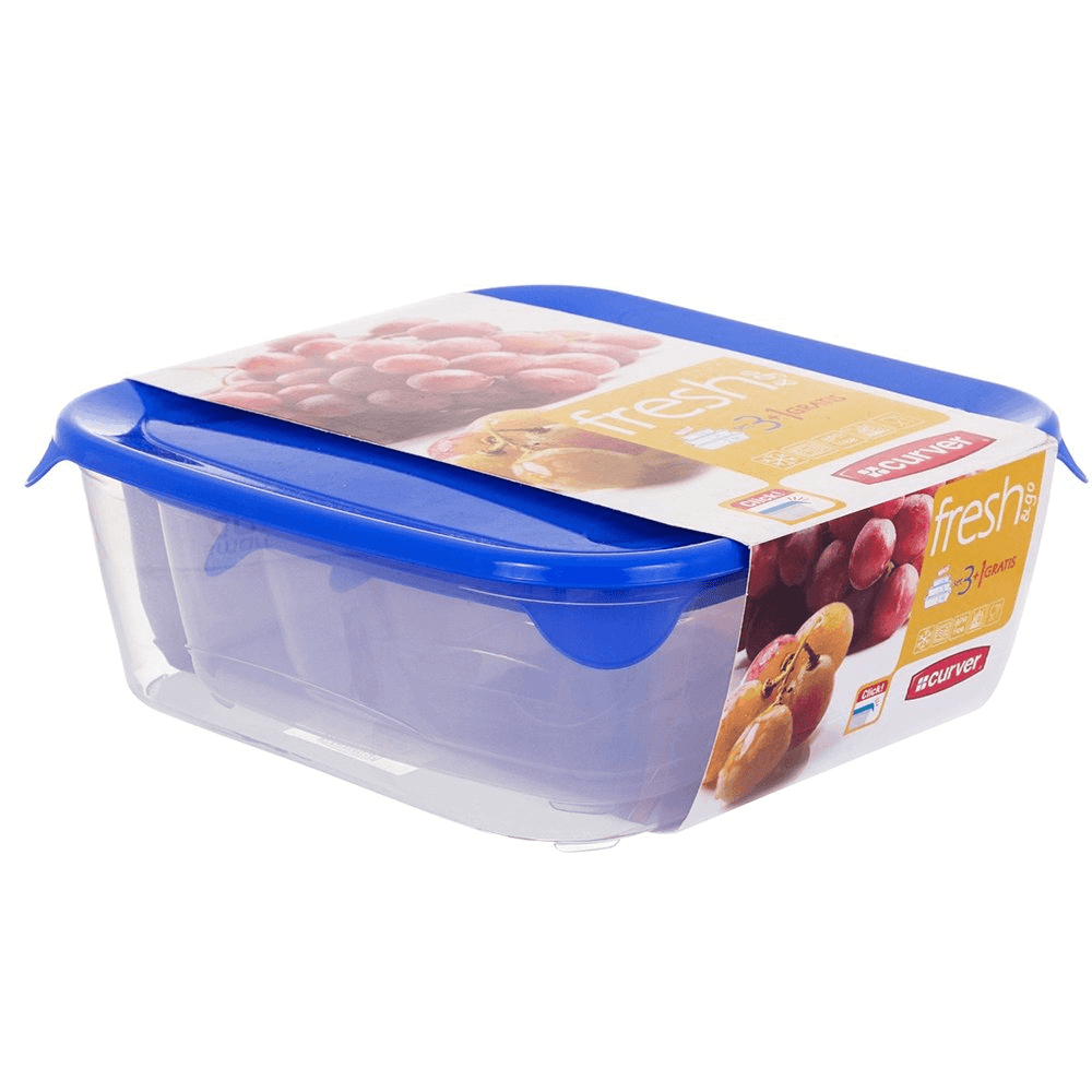 Curver Kutija za hranu, set cetvrtasti, modra 3 kom