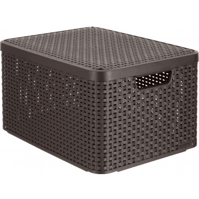 Kutija za odlaganje sa poklopcem L ratan braon