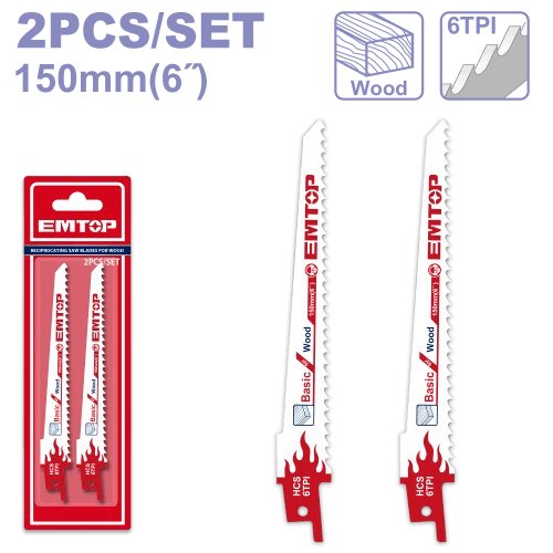 Emtop Listovi testere za drvo ERSB611D, 2 komada
