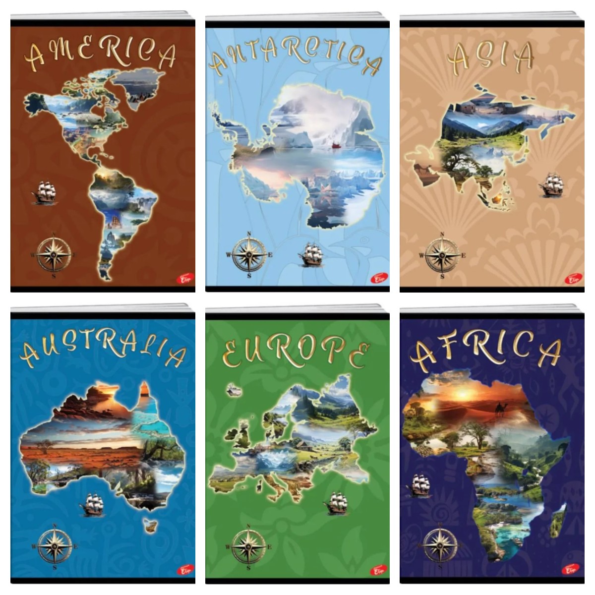 Elisa Print Sveska bez linija, A5, Kontinenti, 52 lista