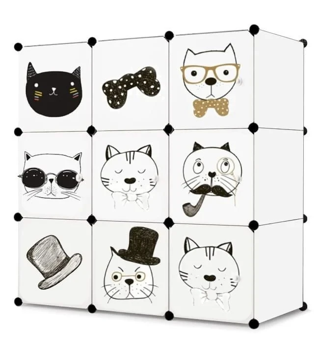 ModernHome Dječji ormar sa 9 polica Cats 2, Bijela