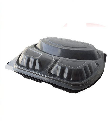 Lunch Box Posuda Crna Pp Trodjelna + Poklopac Tp037, 50 komada, Crna