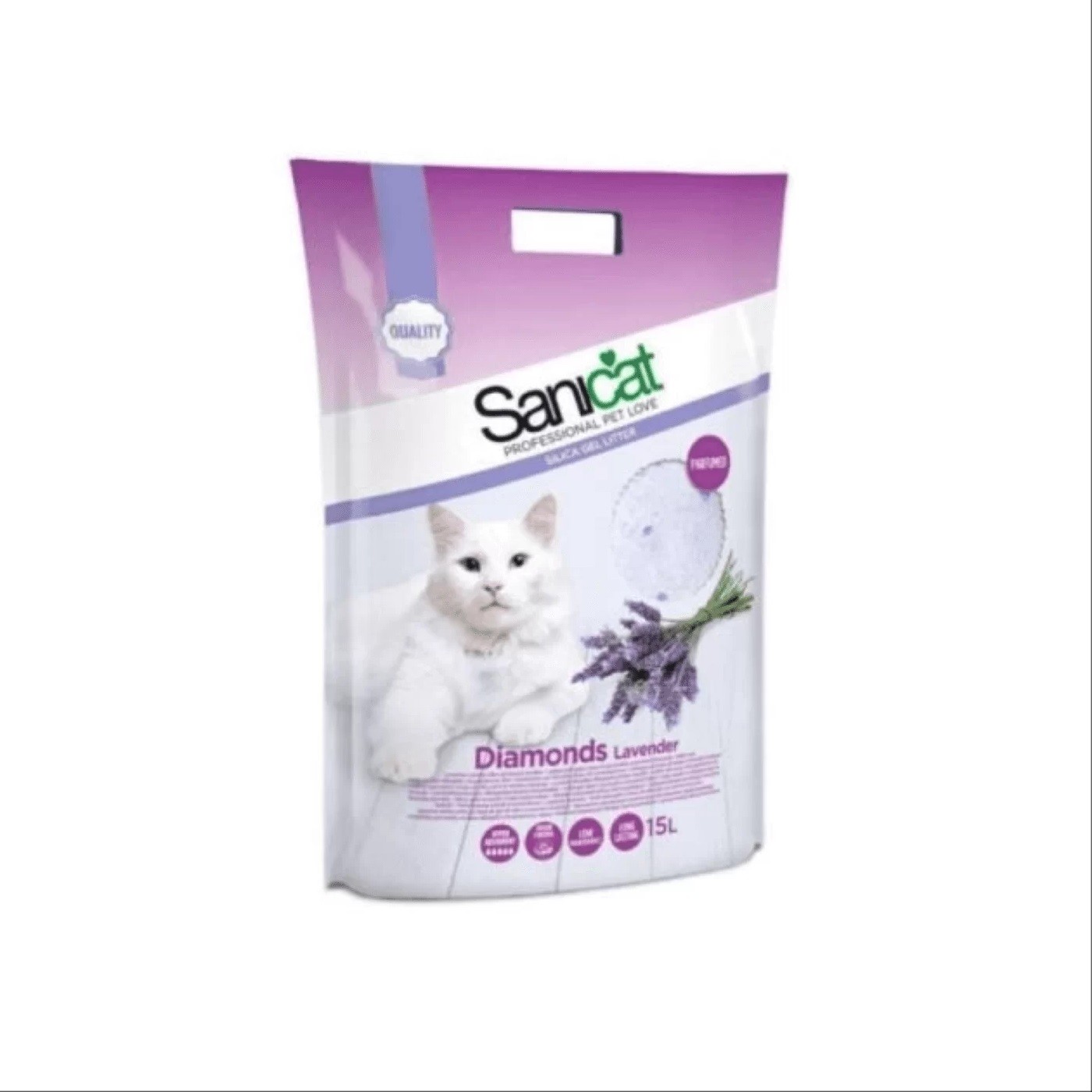 SANICAT Silikonski posip za mačke Diamonds Lavender 5l