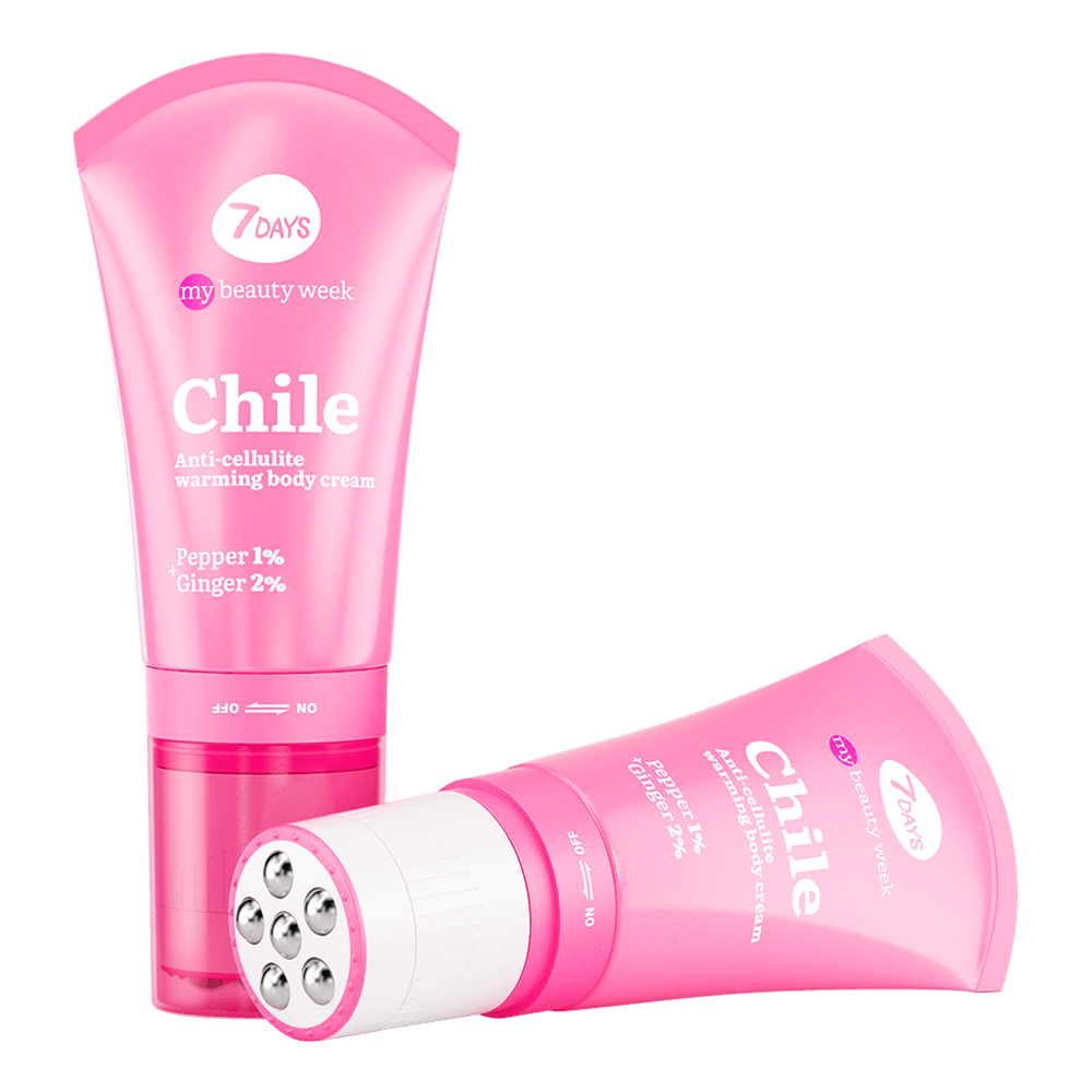 7DAYS CHILE Anticelulit masažer-krema za tijelo sa efektom zagrijavanja Biber 1% + Đumbir 2%, 130 ml