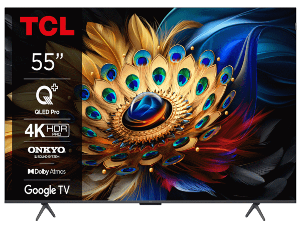 TCL Smart TV 55C655, QLED, 55", 4K HDR PRO, Google TV, crni