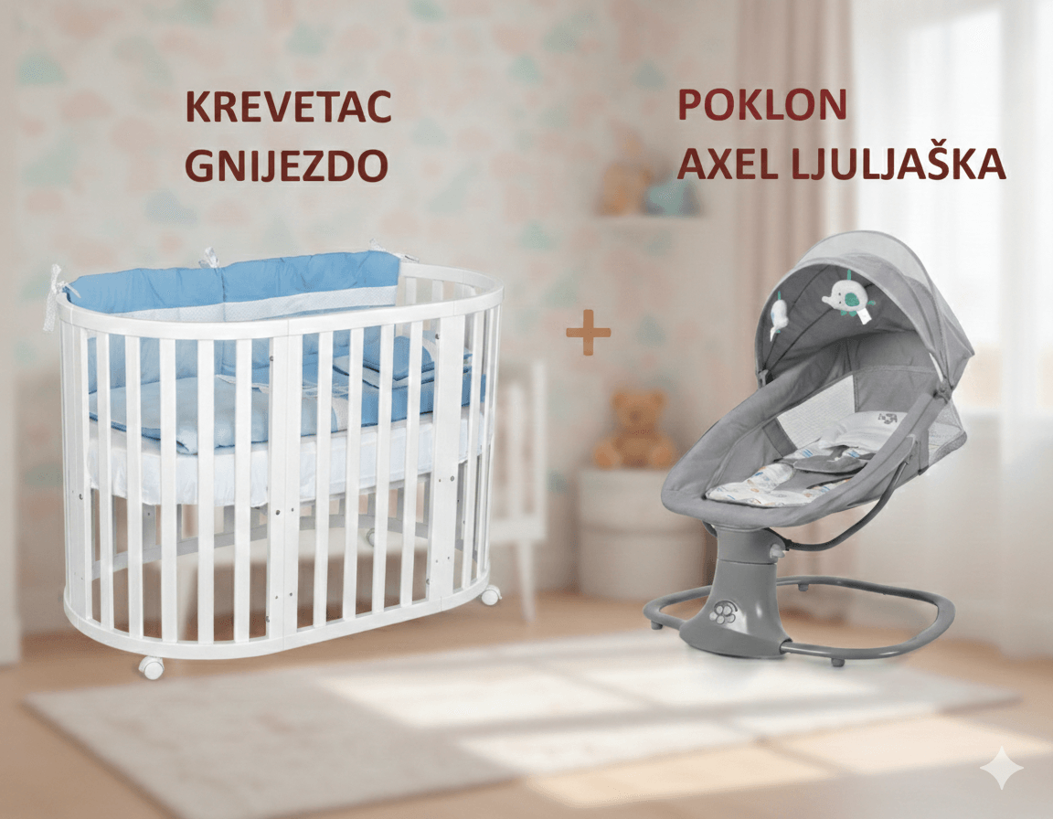 Bebi Snovi Krevetac Gnijezdo +  Poklon Cangaroo Električna Ljuljaška Axel