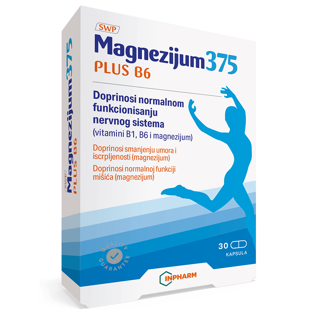 Inpharm Magnezij 375 Plus B6 magnezij, 30 kapsula