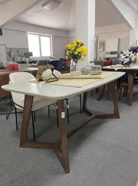 FORMA IDEALE Sto trpezarijski 180×90 Polaris, ploča RAL 7044, postolje američki orah