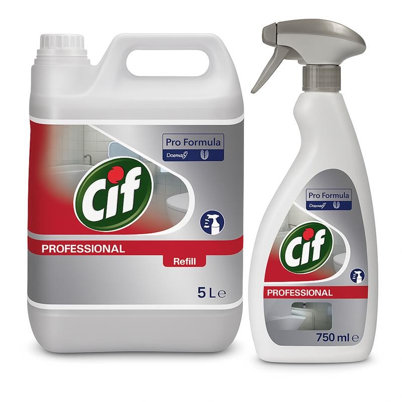 Diversey Cif ProFormula Washroom 2in1 kit, Koncentrovano sredstvo za čišćenje sanitarija, slavina, tus kabina, 5L i sredstvo spremno za upotrebu 750ml