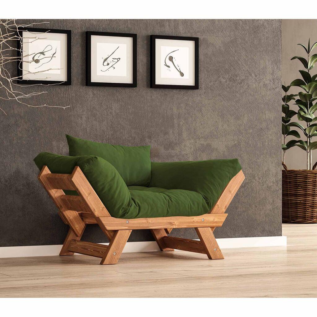 Hanah Home Vrtna sofa s jednim sjedištem i jastukom, tikovina i zelena