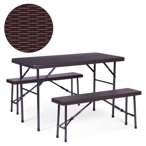 ModernHome Sklopivi Set 120 Cm Sto Sa 2 Klupe Banquet – Brown