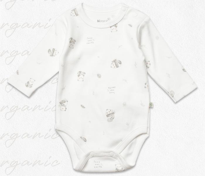 BiOrganic Bodi za bebe BiOrganic dugi rukav,bež/zeleni, 80cm.