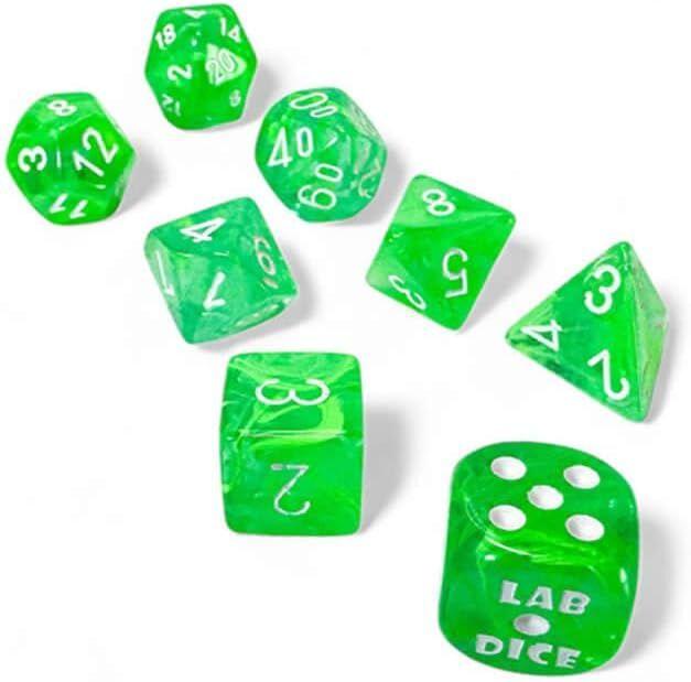 Chessex Set kockica Nebula Polyhedral Gelatinous & White, 7 komada, Zelene