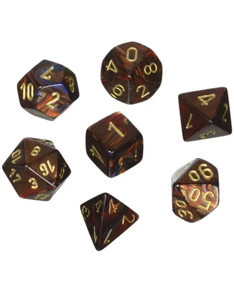 Chessex Set kockica Scarab Polyhedral, 7 komada, Braon-zlatna boja