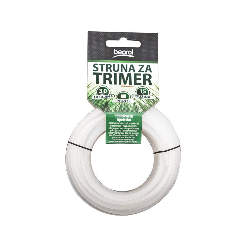 Beorol Struna za trimer kvadratna, 3.0mm x 15m, Bijela