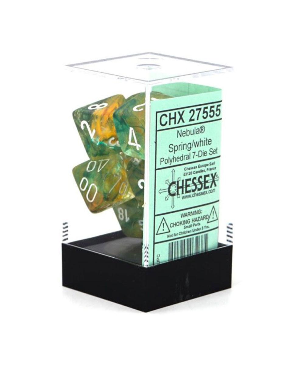 CHESSEX Poliedarske kockice, 7 komada, žuto-zelene