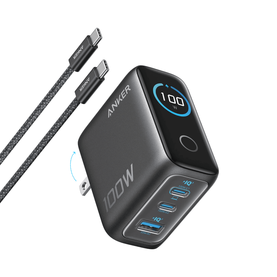 Anker Punjač 100W, 3 Ports, Smart Display, Bijeli