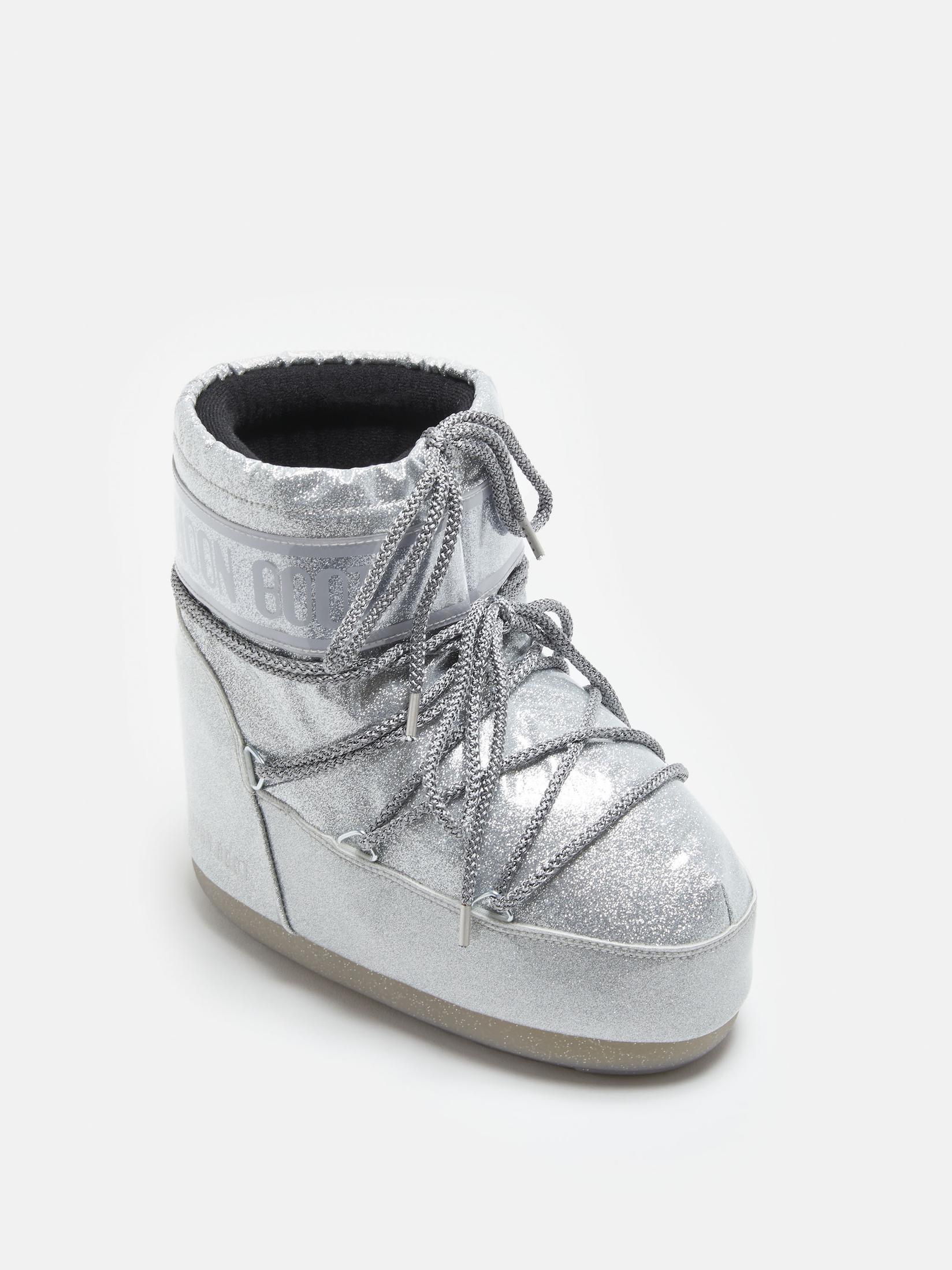 Moon Boot Icon Low Glitter čizme ženske, Srebrna boja